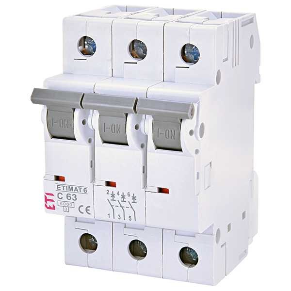 Siguranta automata MCB ETI ETIMAT 6 3P C63 6kA