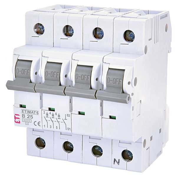 Siguranta automata MCB ETI ETIMAT 6 3P+N B25 6kA