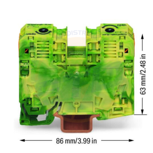 Clema sir Wago de trecere cu 2 conductori; 35mmp, verde/galben 285-137