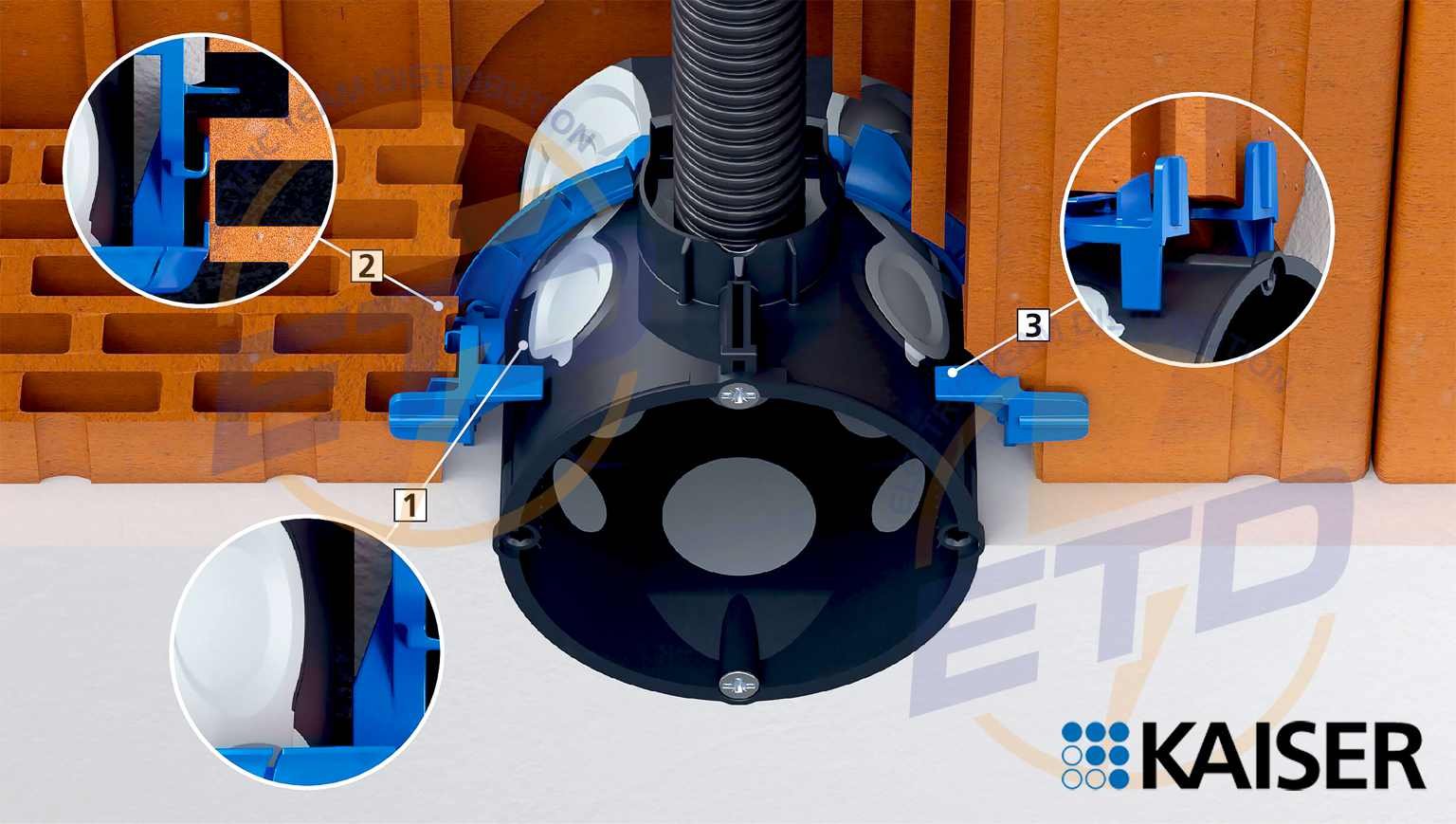 Suport fixare rapida doze de aparat Klemmfix Kaiser 1159-03 - Exemplu de montaj 2