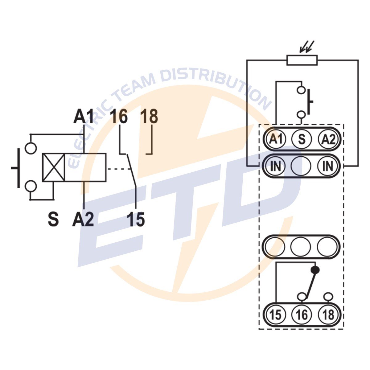 Releu cu senzor crepuscular cu fotocelula ETI SOU-1 230V - schema conexiuni montaj