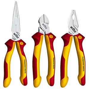 Cleste electrician - Set clesti cromati pentru electricieni, izolati la 1000V, WIHA, 3 piese