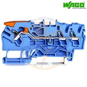 Clema sir de trecere cu 3 conductori 2,5 mmp, levier si push-in WAGO 2102-1304 Albastra