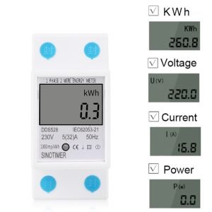 Contor monofazat de energie electrica Sinotimer 230V AC 50Hz 5(32)A ecran digital LED DDS528