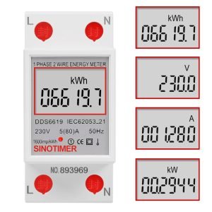 Contor monofazat de energie electrica Sinotimer 230V AC 50Hz 5(80)A ecran digital LED DDS6619-007