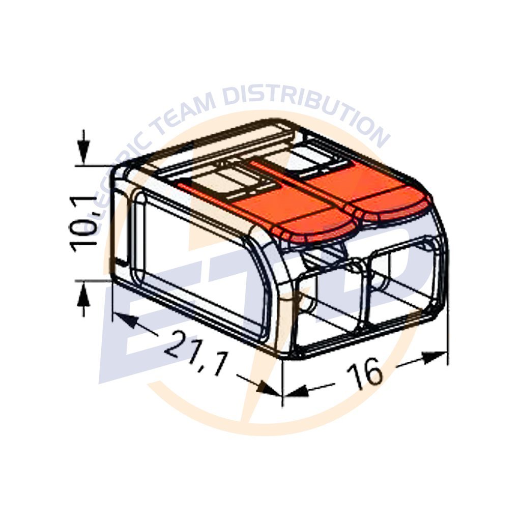 Conector WAGO 221-612 2 poli Conductor 6 mmp - dimensiuni Conector WAGO 221-612 2 poli Conductor 6 mmp - dimensiuni