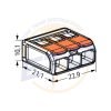Conector WAGO 221-613 3 poli Conductor 6 mmp - dimensiuni Conector WAGO 221-613 3 poli Conductor 6 mmp - dimensiuni