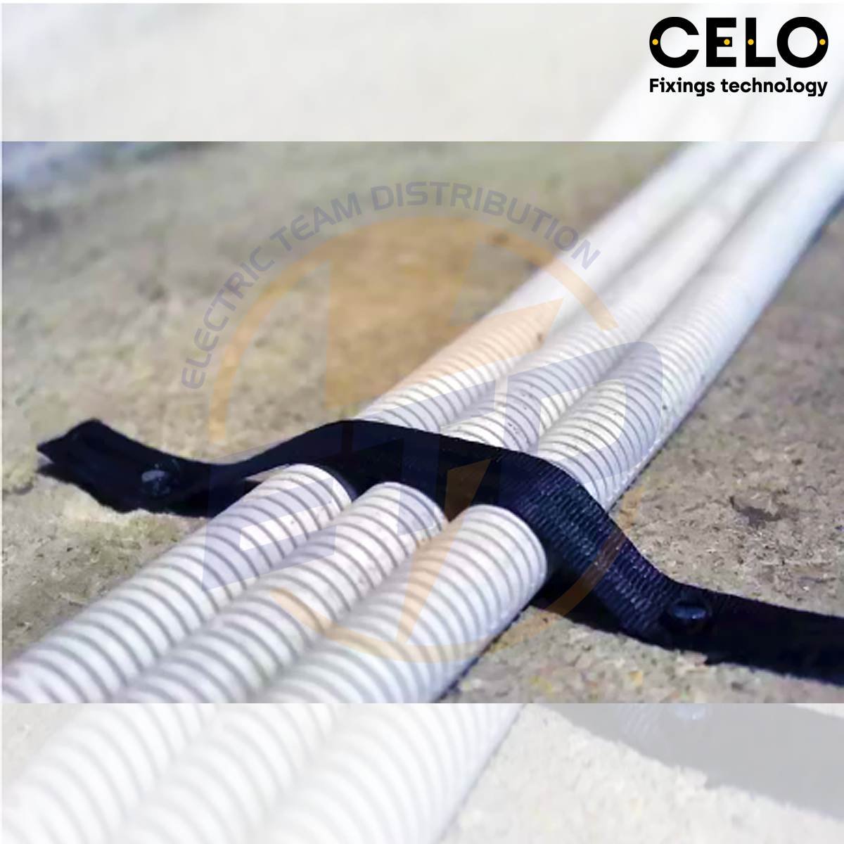 Banda textila fixare cabluri Premium, Neagra 9419TXS