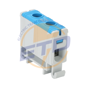 Clema de derivatie, fixare pe sina, albastra, 1,5 -16  mm, 1 intrare -1 iesire, Tracon