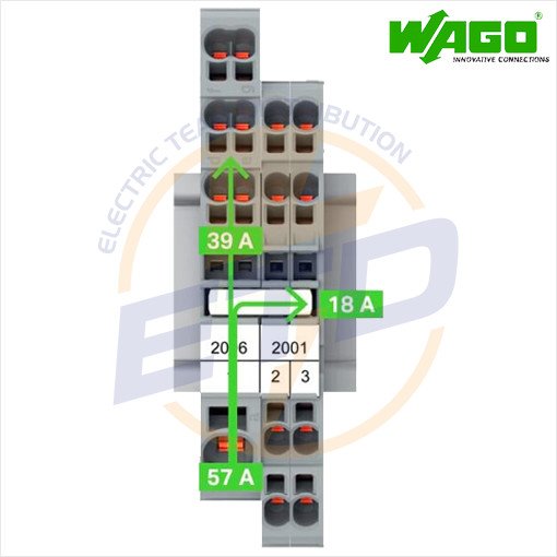 Clema sir derivatie 1x6 mmp, 6x1,5 mmp WAGO 2006-8031 Gri - Exemplu de conectare 3