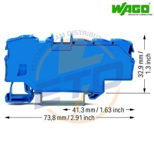 Clema sir derivatie 1x6 mmp, 6x1,5 mmp WAGO 2006-8034 Albastru - dimensiuni
