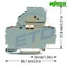 Clema sir port fuzibil cu 2 conductori 2,5 mmp WAGO 2202-1611 - dimensiuni