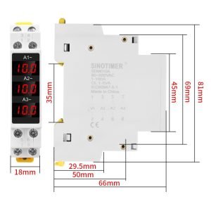Ampermetru trifazic pentru tablou electric pe sina DIN SINOTIMER SDM010A 2
