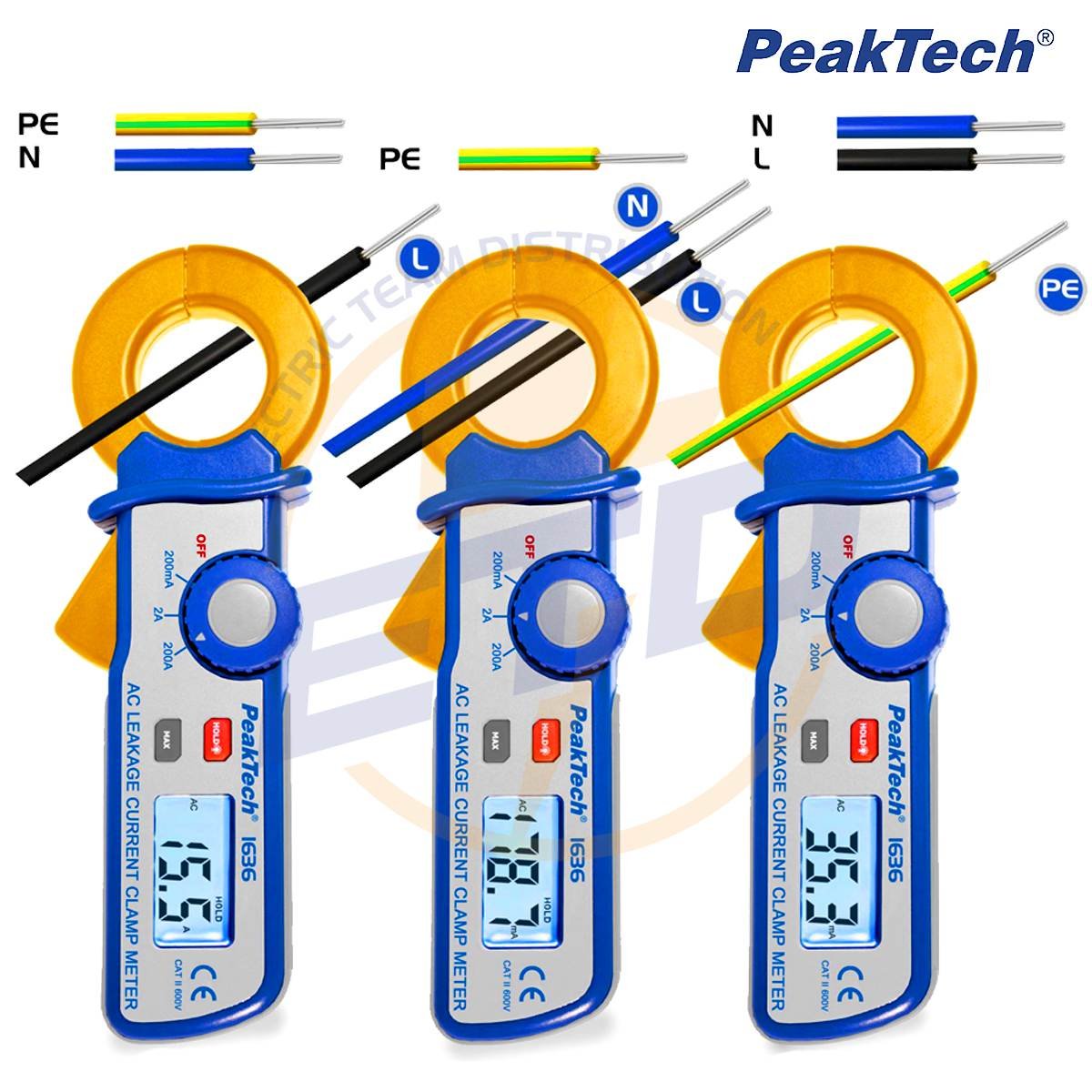 Clampmetru curent de scurgere de precizie 100µA PeakTech P 1636 2