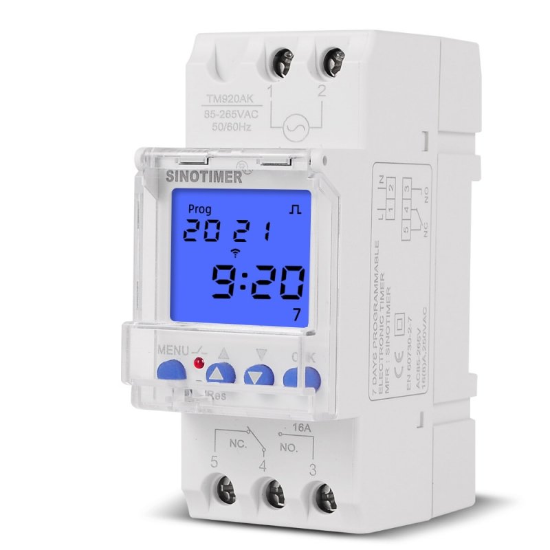 Releu temporizat programabil 1 min 168 ore monofazic 230V 16A SINOTIMER TM920AKL