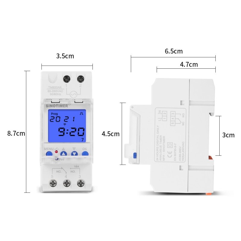 Releu temporizat programabil 1 min 168 ore monofazic 230V 16A SINOTIMER TM920AKL