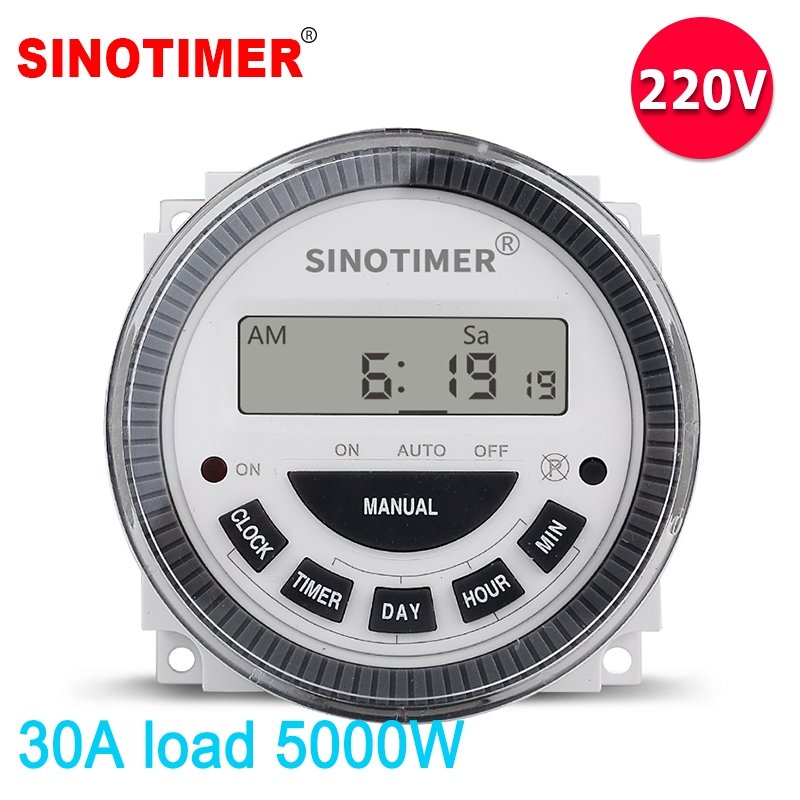 Releu temporizat programabil monofazic 230V 30A SINOTIMER TM619H2-30D Releu temporizat programabil monofazic 230V 30A SINOTIMER TM619H2-30D