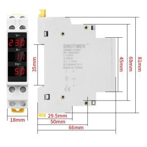 Voltmetru ampermetru frecventa monofazic pentru tablou electric pe sina DIN SINOTIMER SDM011VAHZ 2