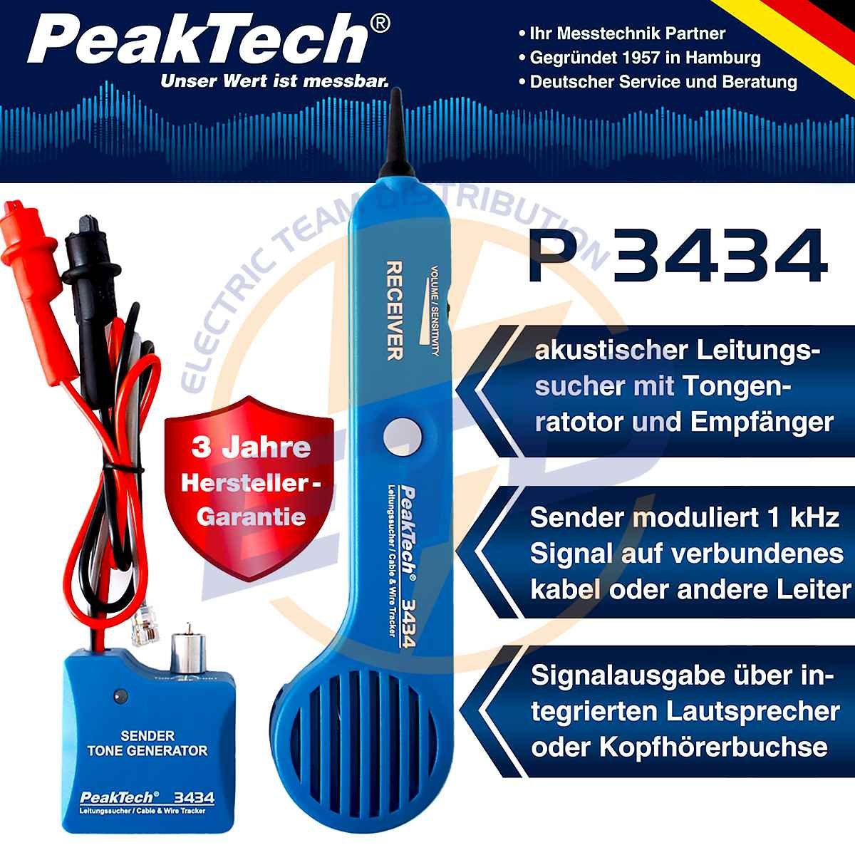 Detector de cabluri electrice fara tensiune PeakTech P 3434 3 Detector de cabluri electrice fara tensiune PeakTech P 3434 3