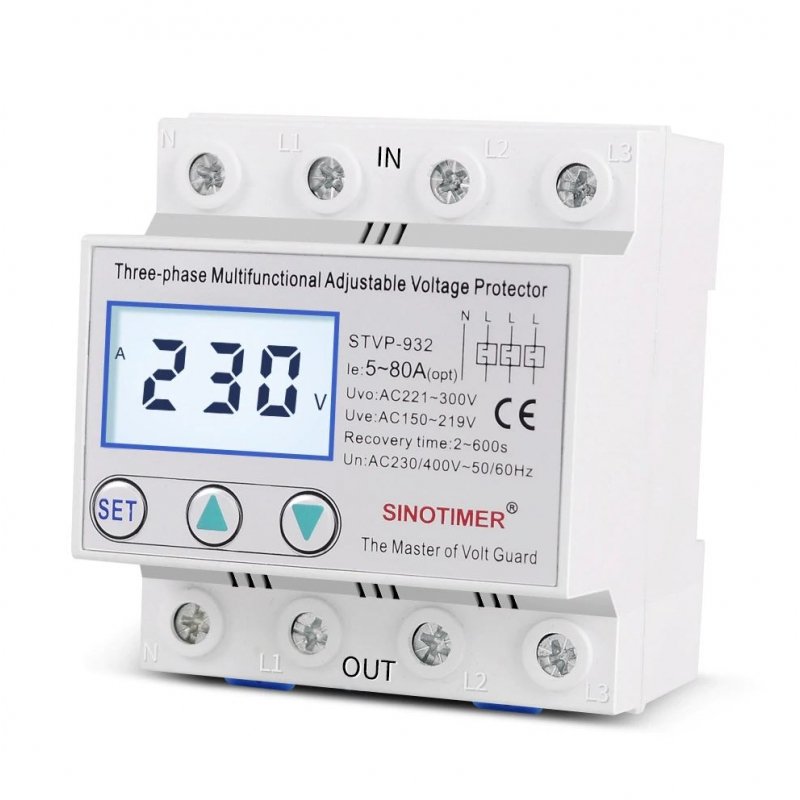 Releu protectie supratensiune si subtensiune trifazat 50A SinoTimer STVP-932-50A
