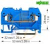 Clema sir de trecere cu 2 conductori 2,5 mmp WAGO 280-904 Albastra - dimensiuni