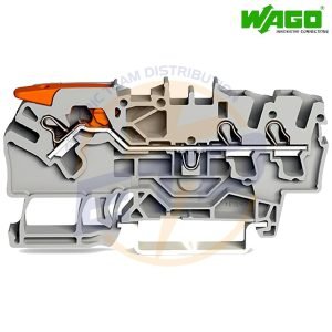 Clema sir de trecere cu 3 conductori 2,5 mmp, levier si push-in WAGO 2102-1301 Gri