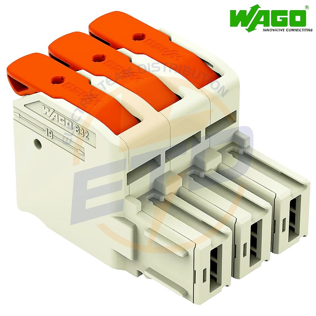 Conector cu 3 poli ordonati pentru conductor de 16 mmp WAGO 832-1103 Mama fara blocaj 2