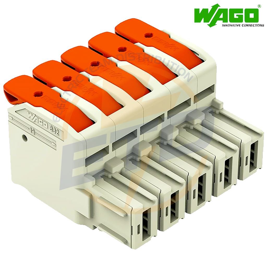 Conector cu 5 poli ordonati pentru conductor de 16 mmp WAGO 832-1105 Mama fara blocaj 2