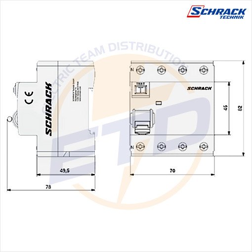 Protectie diferentiala SELECTIVA trifazata RCCB SCHRACK AMPARO Tip A 63A 300mA 10kA - Dimensiuni