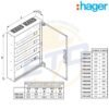 Tablou metalic aparent 144 module 4x36 cu plastroane HAGER FW436W - Dimensiuni