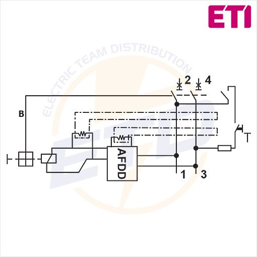 AFDD Eti KZS-AFDD 3M2p A B16 0.03 10kA - Schema electrica