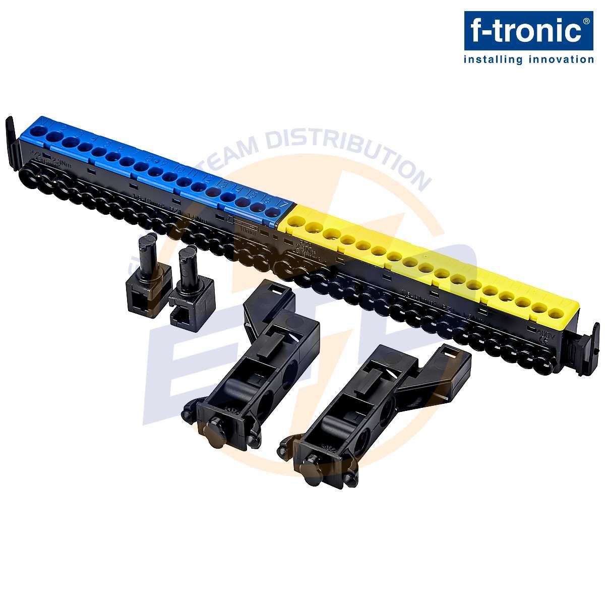 Tablou metalic aplicat 96 module F-tronic FV2-4, bara PE-N push-in - Bara combinata de Nul si PE cu conexiuni push-in F-Tronic