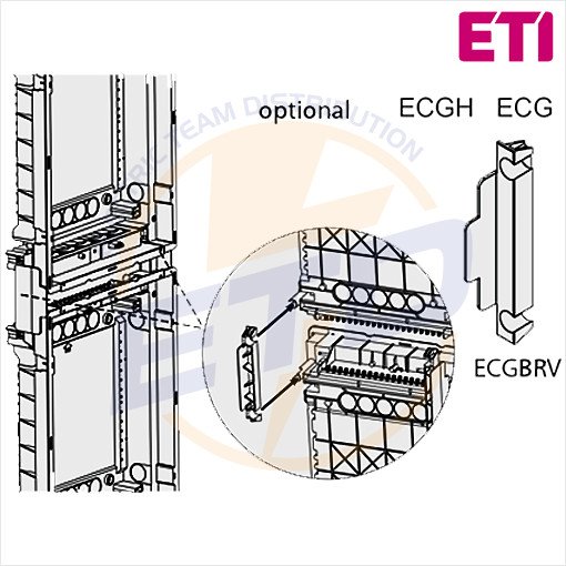 Tablou multimedia incastrat ETI ECG70H MEDIA-I cu montaj in pereti casetati - Cuplarea tablourilor multimedia vertical