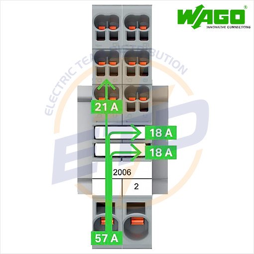 Clema sir derivatie 1x6 mmp, 6x1,5 mmp WAGO 2206-8031-000-053 Gri Galben cu buton - Exemplu de conectare 2