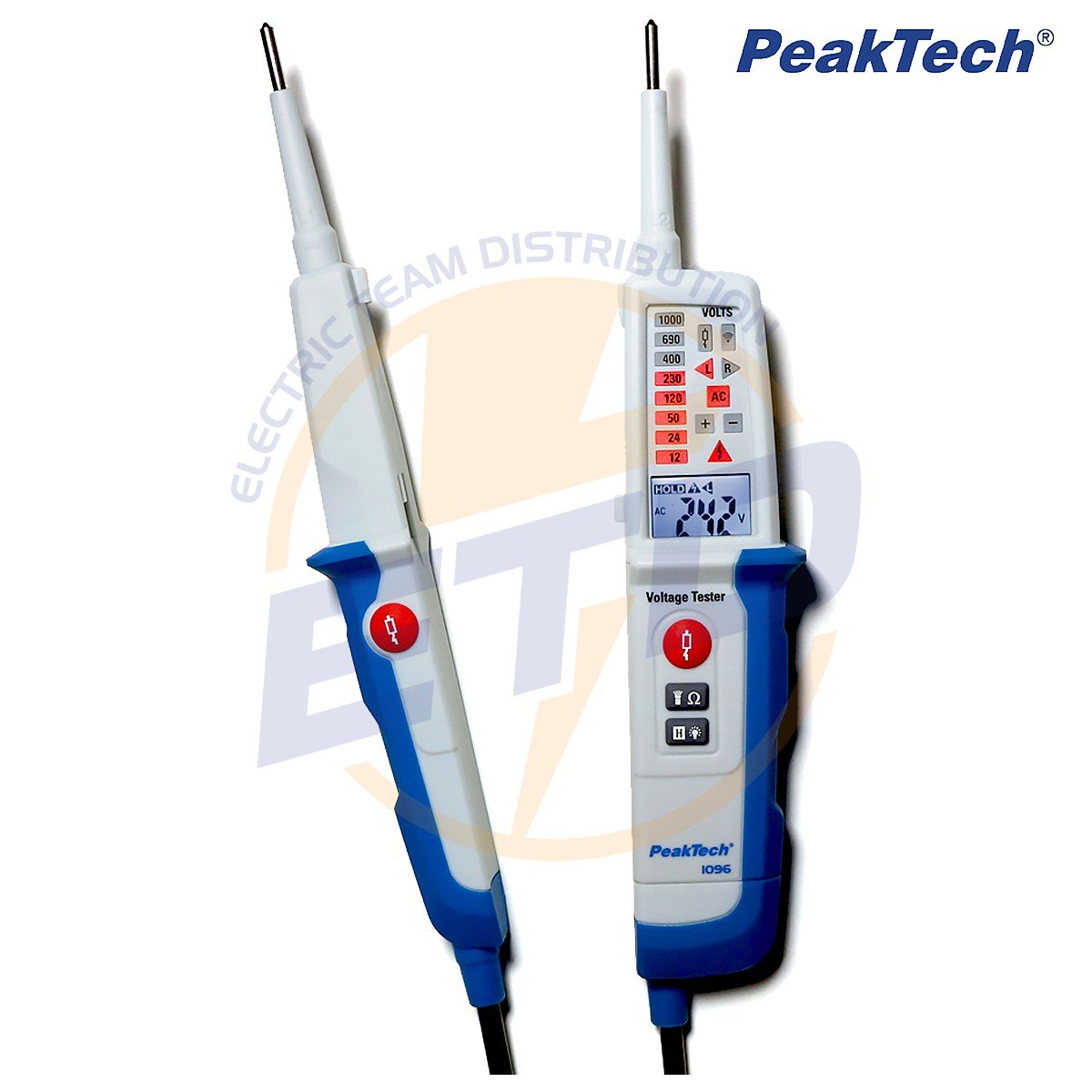 Tester de tensiune profesional ACDC 1000V cu RCD Test, afisaj dual si protectie IP 64, Peaktech P 1096 3