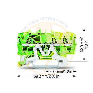 Regletă de trecere cu 3 conductori; 2,5 mm²; pentru şină DIN 35 x 15 şi 35 x 7,5; CAGE CLAMP® înclichetare; 2,50 mm²; verde-galben